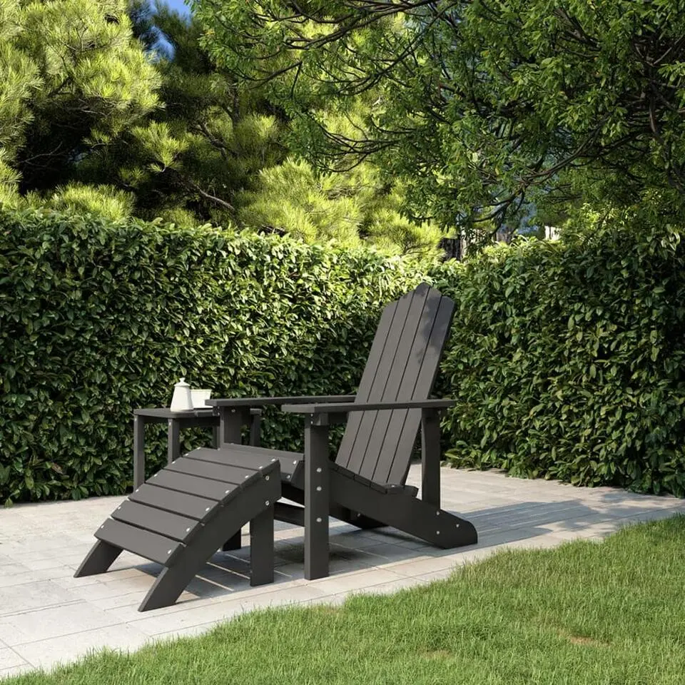 vidaXL - Tuinstoel Adirondack - Antraciet - Polyetheen - Met voetenbank