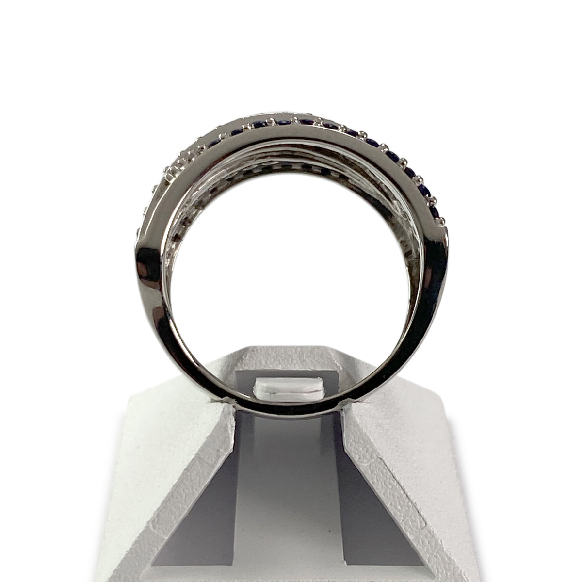 Bague d'occasion or 750 blanc saphir et diamant
