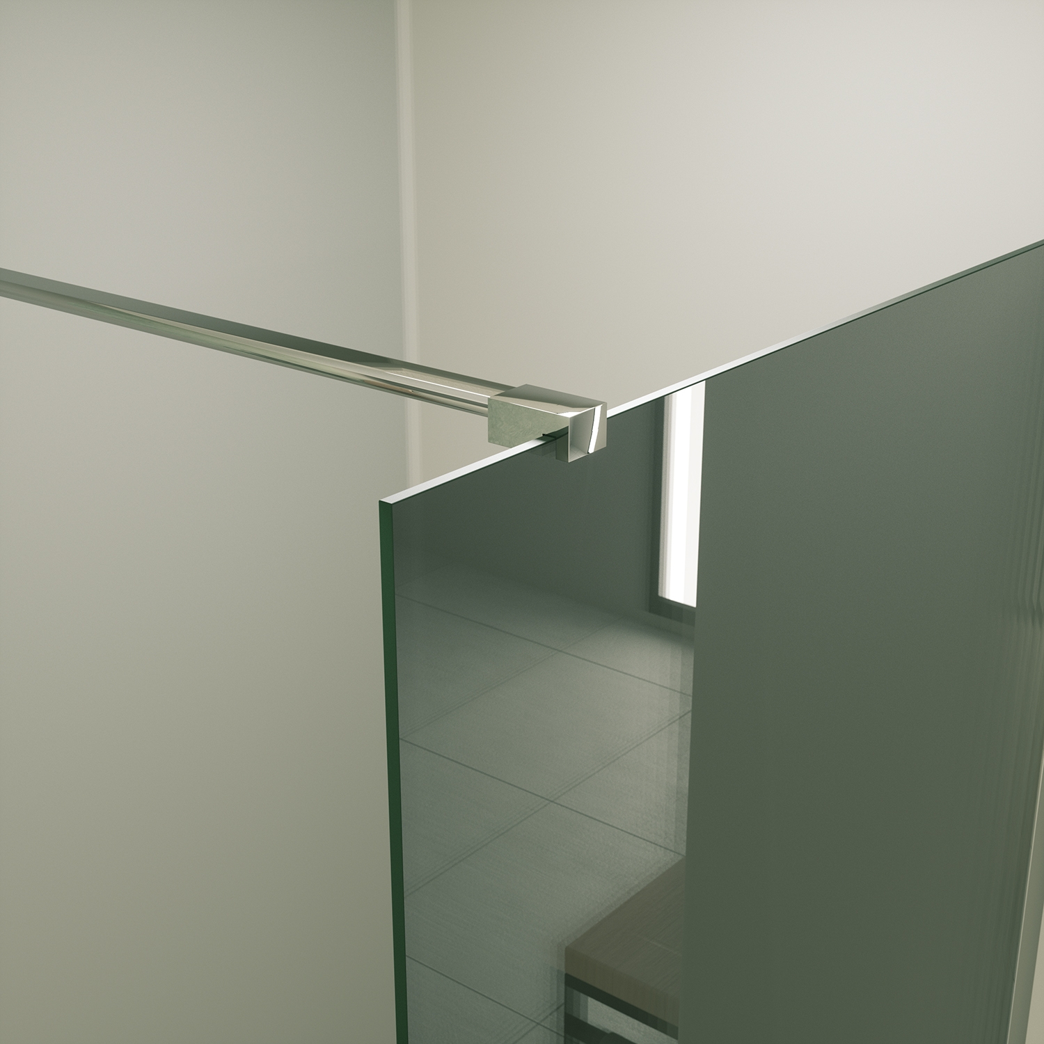 Mueller Slimline inloopdouche 90cm rookglas anti-kalk inclusief chroom profiel & stang