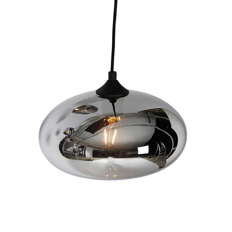 Art deco hanglamp zwart met smoke glas 6-lichts - Wallace