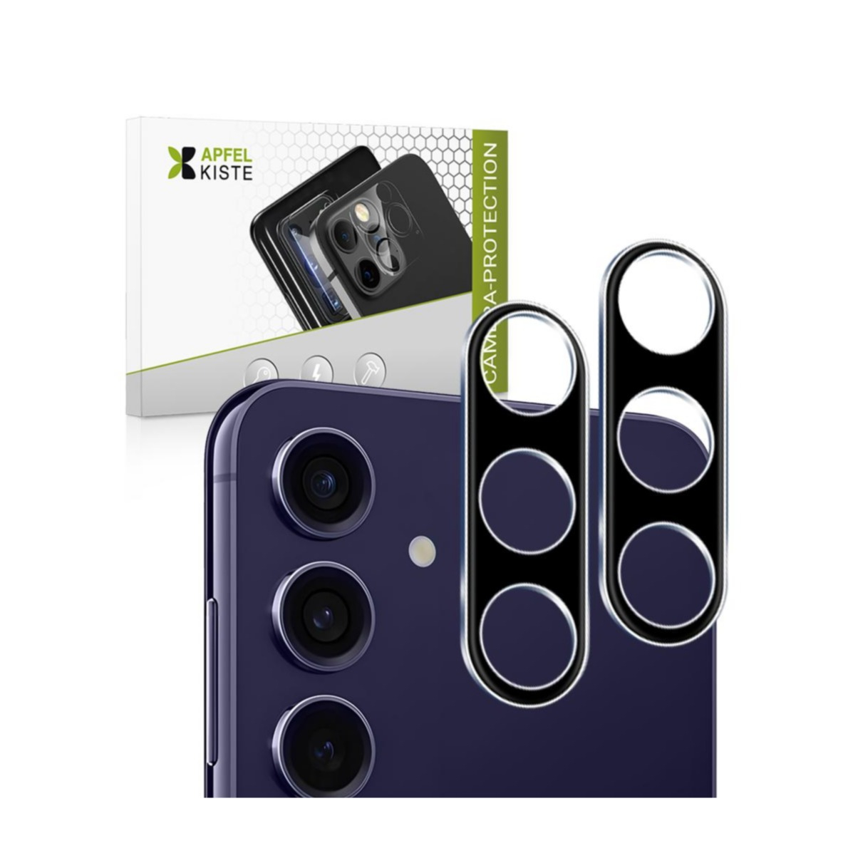 (2er Set) Samsung Galaxy S24 Kamera Objektiv Protector Panzer Glas Case Friendly - Schwarz