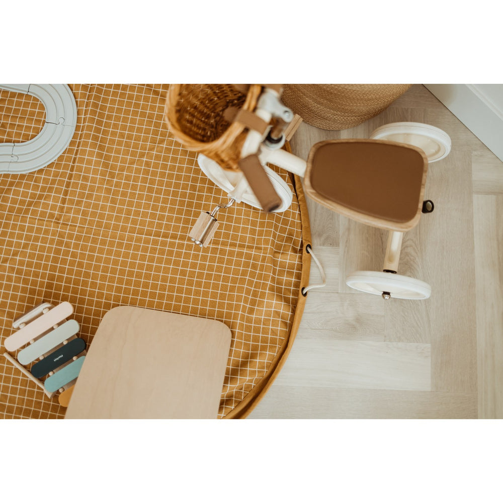 Køb Play&Go Organic Grid Mustard 2-in-1 Legetæppe