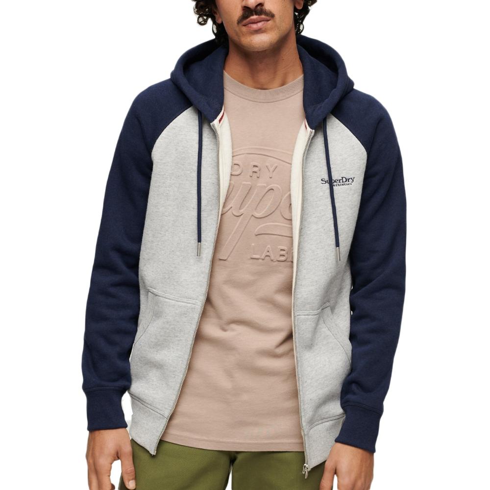 Superdry Sweat Zippé Gris/Marine Homme Superdry Essential Baseball