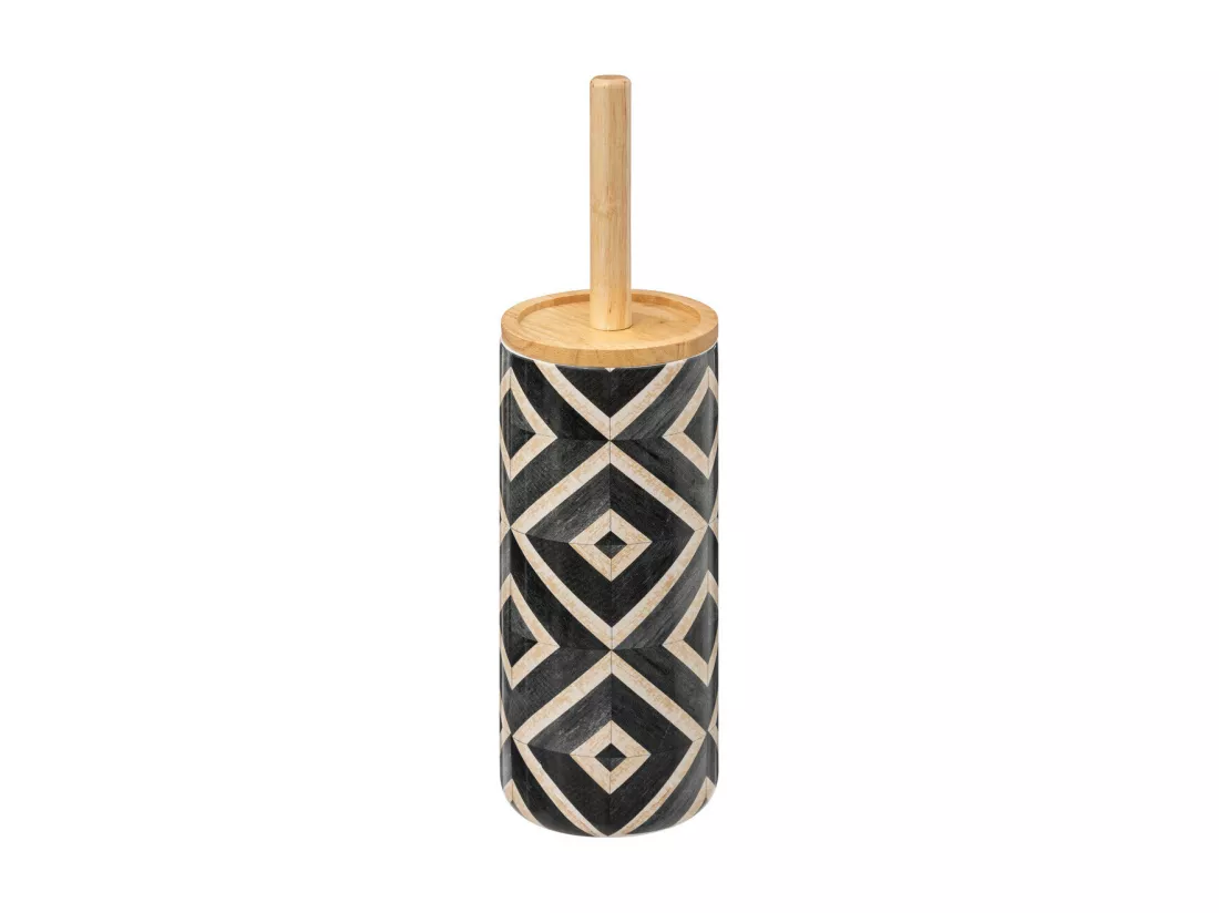 Brosse WC avec support en céramique déco Canvas Noir et Beige