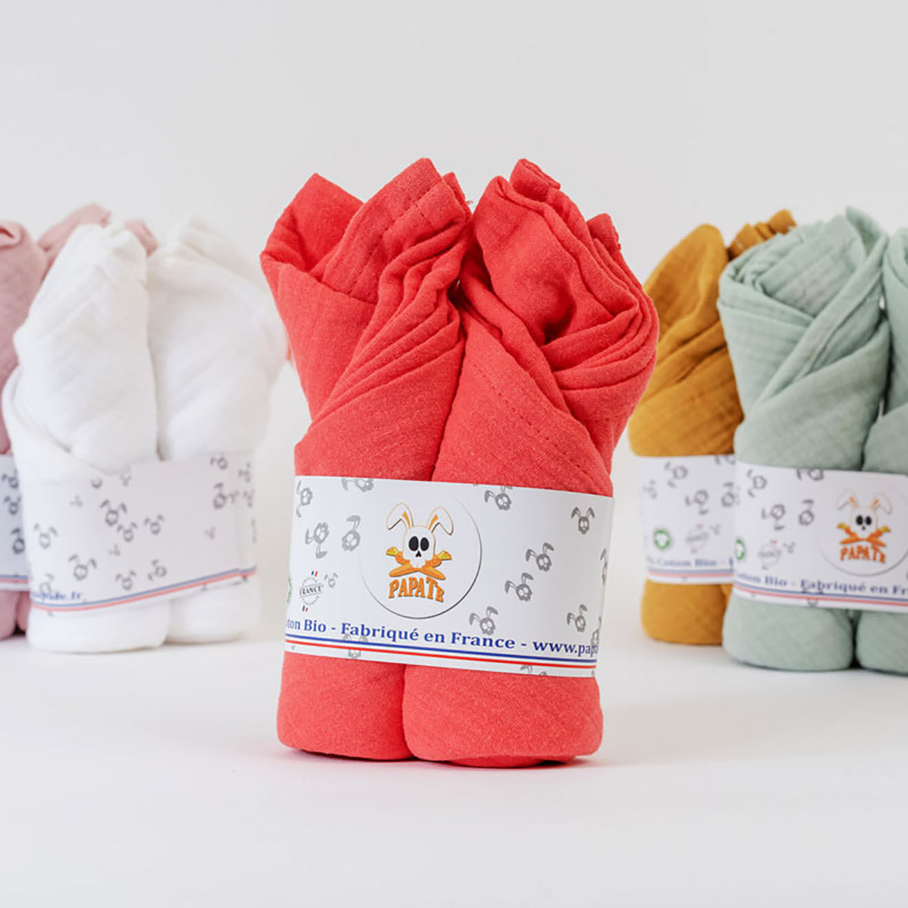 Papate Lange en Coton Bio fraise - 50x50 cm