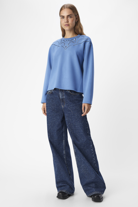 Object blauwe dames sweater