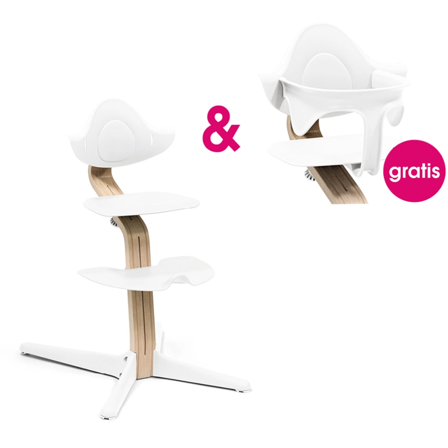 STOKKE® Nomi® Hochstuhl Buche natur  weiß + gratis Baby Set weiß