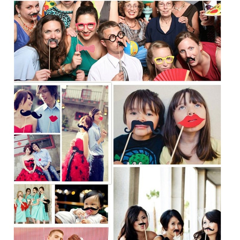 (44er Set) Photo Booth Fotorequisiten Party Foto Accessoires Dekorationen für lustige Bilder - Hochzeit / Geburtstag