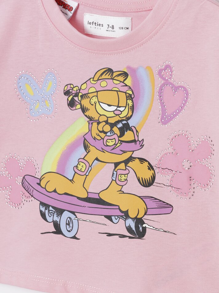 Camiseta rosa com estampa do Garfield da Nickelodeon