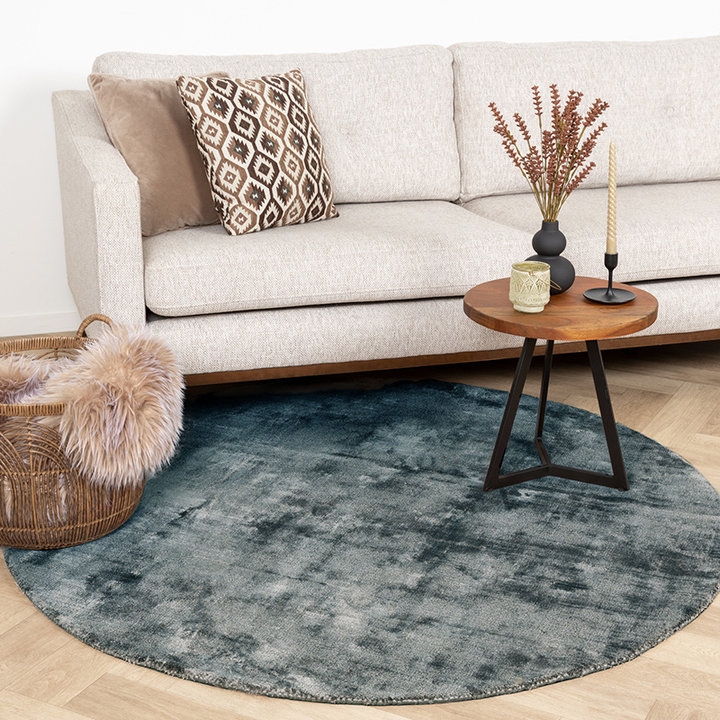 Rond viscose vloerkleed - Pearl Blauw/Groen | Een aanwinst!