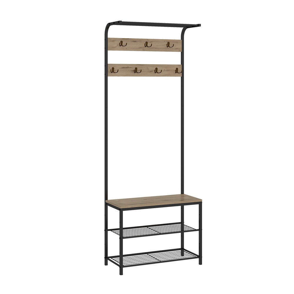 Vicco Garderobe Fyrk, 70 x 190 cm, Eiche Schwarz, Ablage, Bank & Schuhregal, Industrial