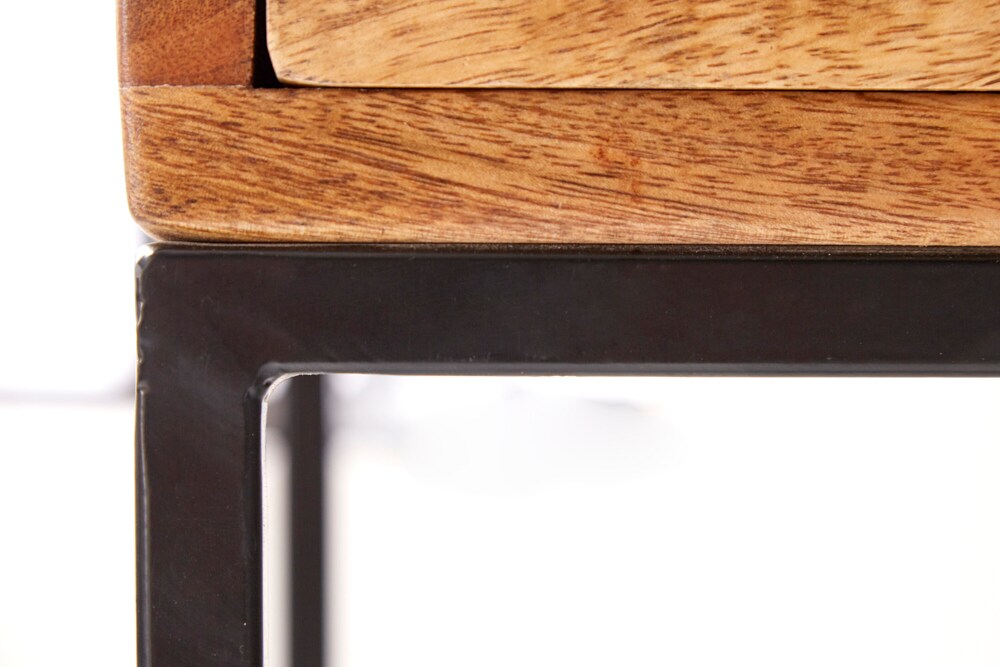 riess-ambiente Nachttisch IRON CRAFT - 45cm Mangoholz mit Schublade Beistelltisch Industrial