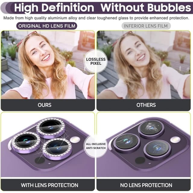 Til iPhone 15 Pro / 15 Pro Max Lens Glitter