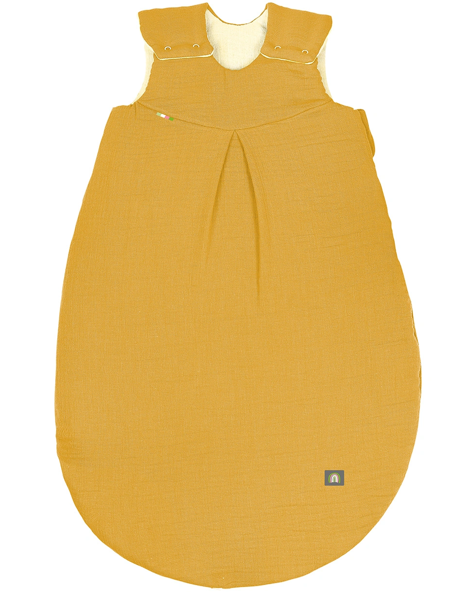 Ganzjahres-Schlafsack MUSSELIN wattiert in mustard