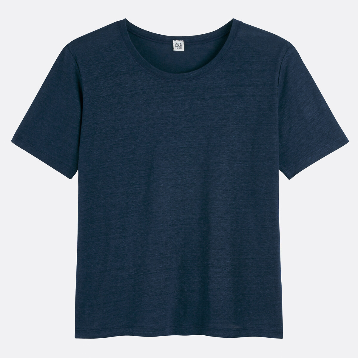 COLEÇÃO LA REDOUTE<br>Camiseta de linho com gola redonda e mangas curtas