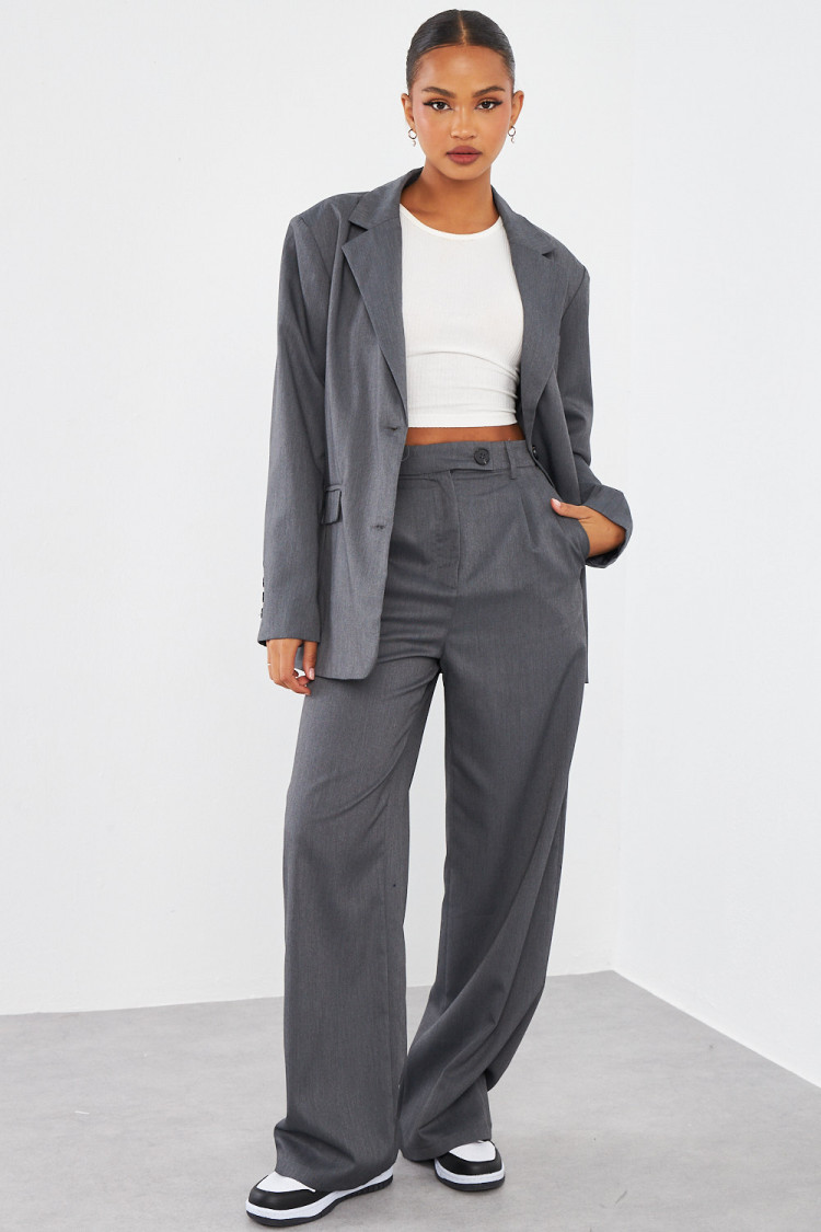 Pantalon de tailleur gris chiné