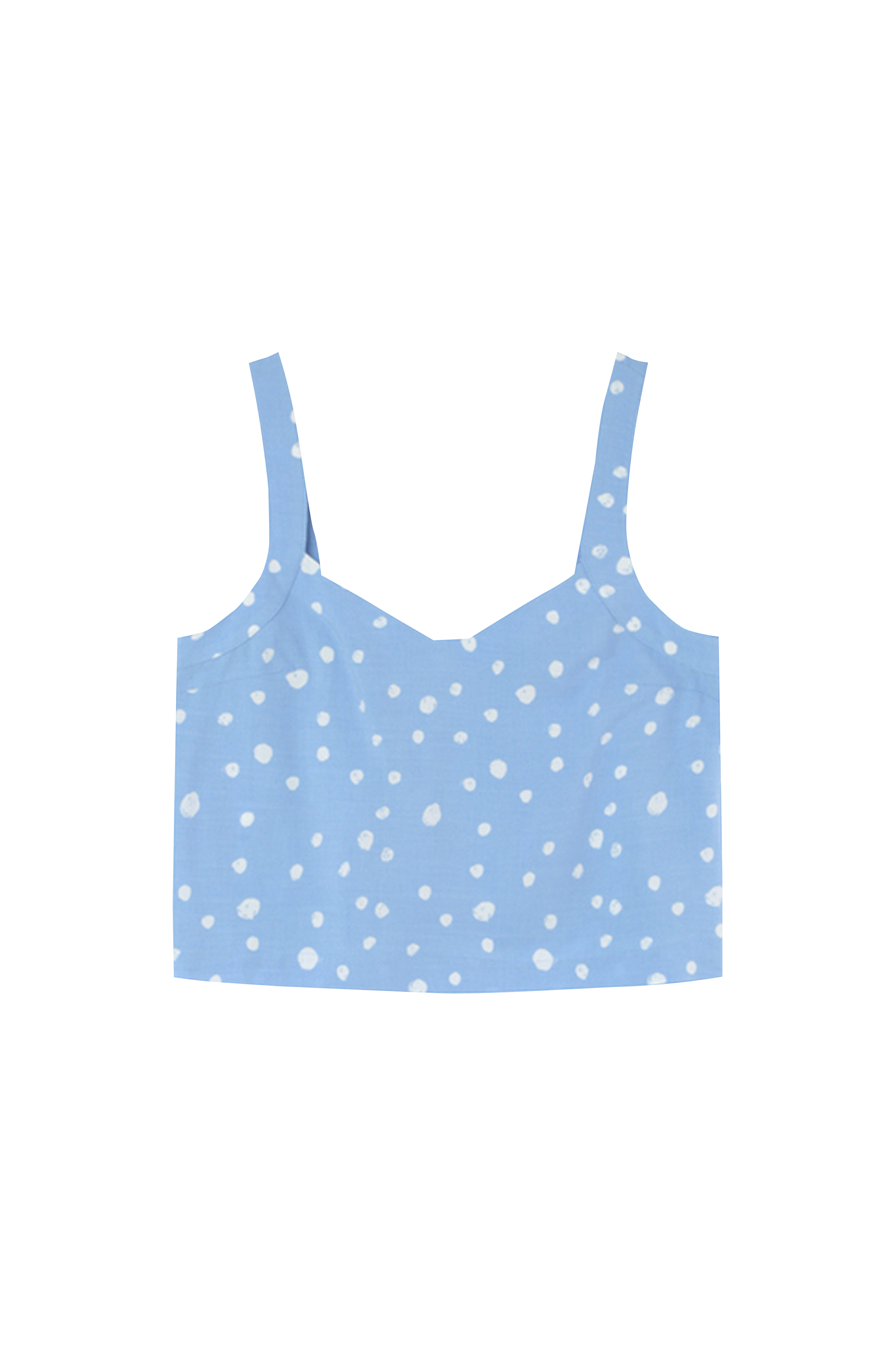 GRACE ET MILA Crop top à bretelles à pois en coton mélangé ETHEM Bleu