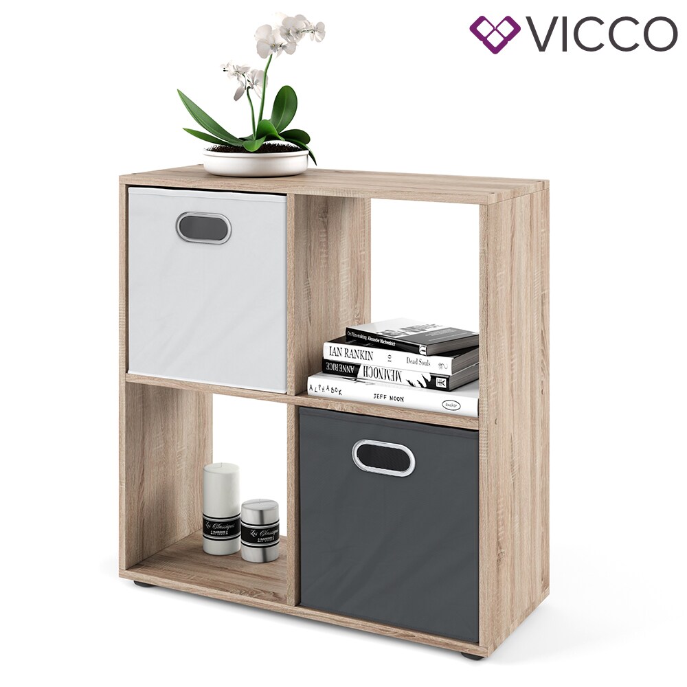 VICCO Raumteiler TETRA 4 Fächer Eiche Sonoma Bücherregal Würfelregal Standregal