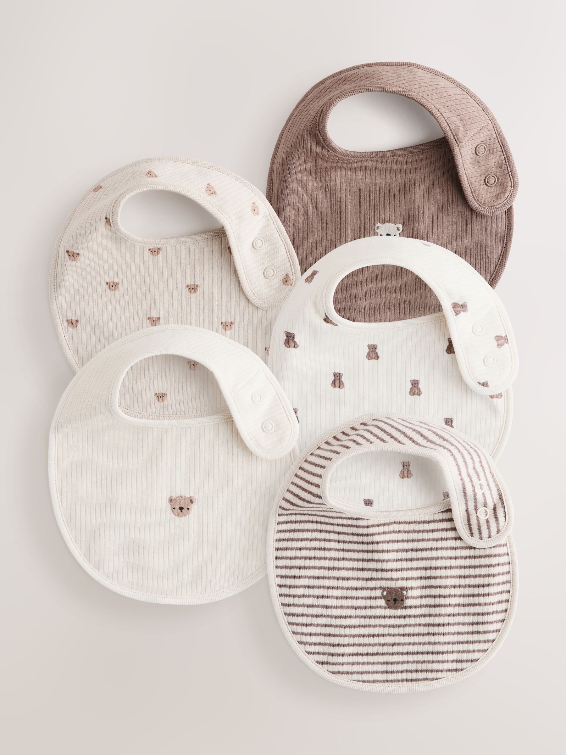 Bruin - Verpakking met 5 babyslabbetjes