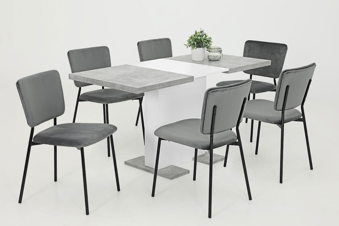 Esstisch BRITT 110-150 x 90 cm weiß /Betonoptik