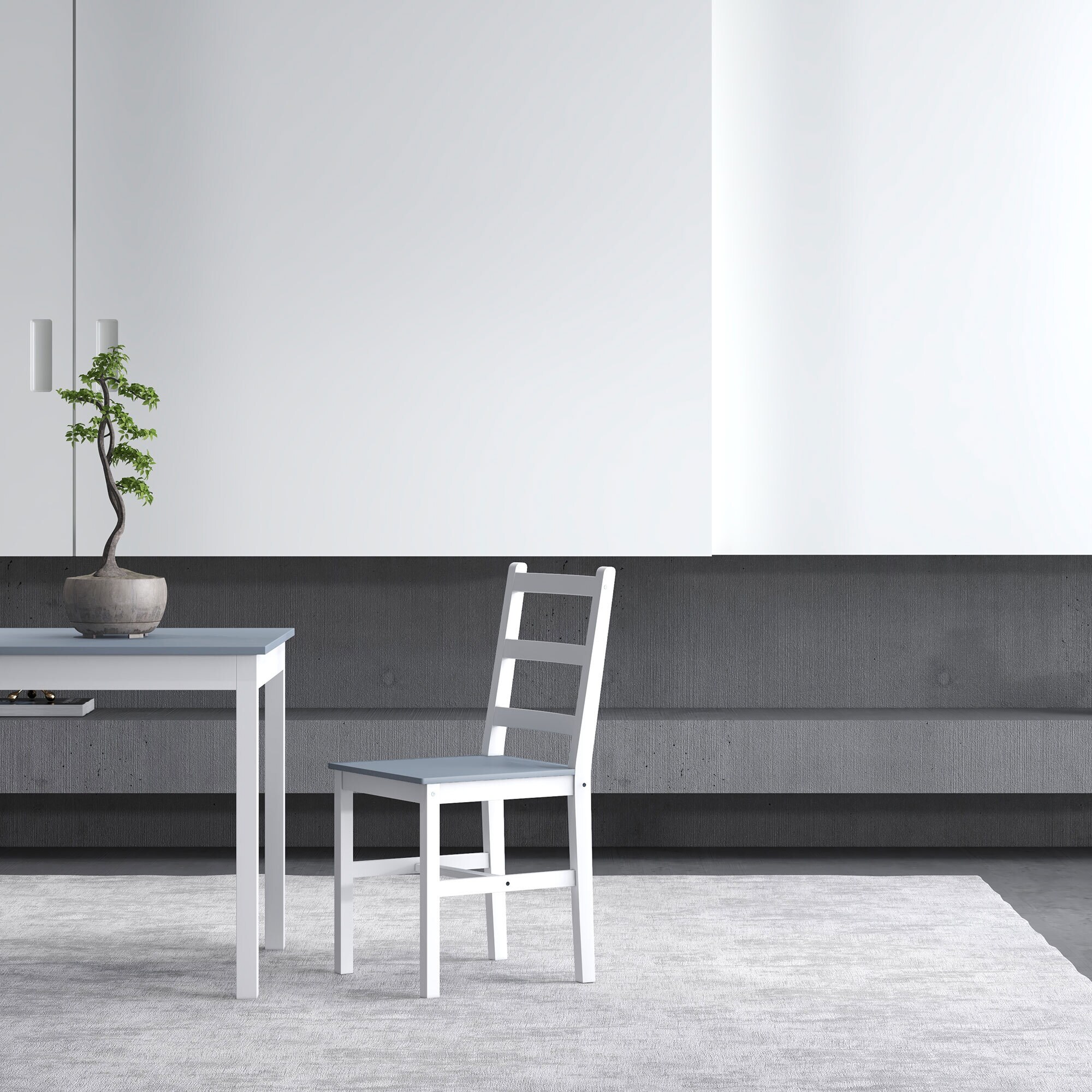 HOMCOM Essgruppe mit Anti-Rutsch-Fußpads grau, weiß 75L x 75B x 73H cm
