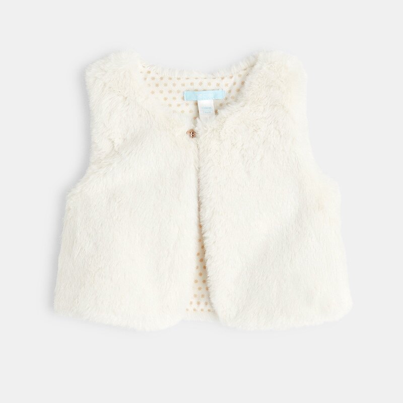 Gilet soft boa print floral blanc bébé fille Blanc