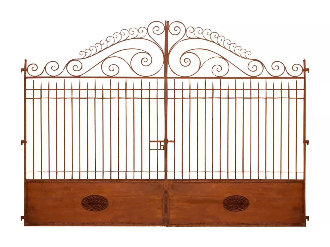 BISCOTTINI Portail en fer - Fer massif avec détails ornementaux - Clôture en fer - Portail en métal - Porte décorative - Portail d'entrée - 400x8x245cm