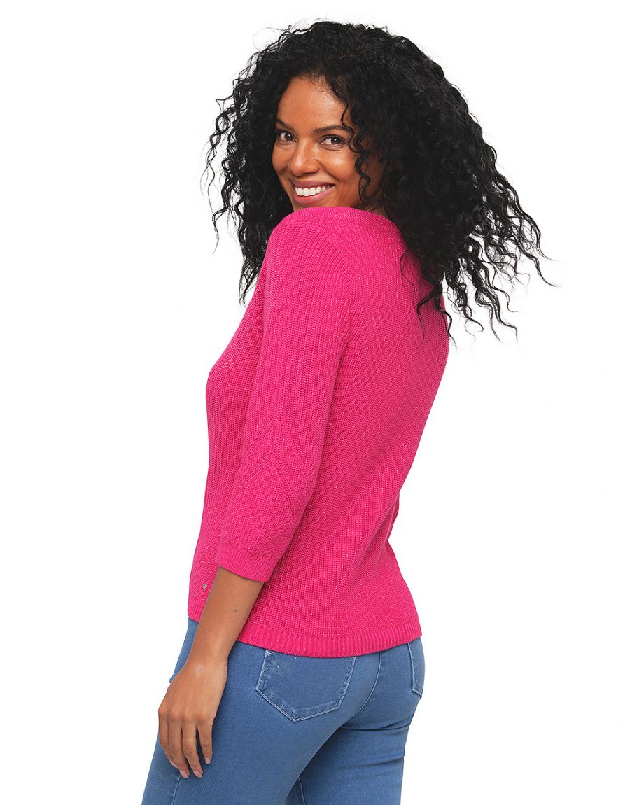 Pull rose fuchsia irisé