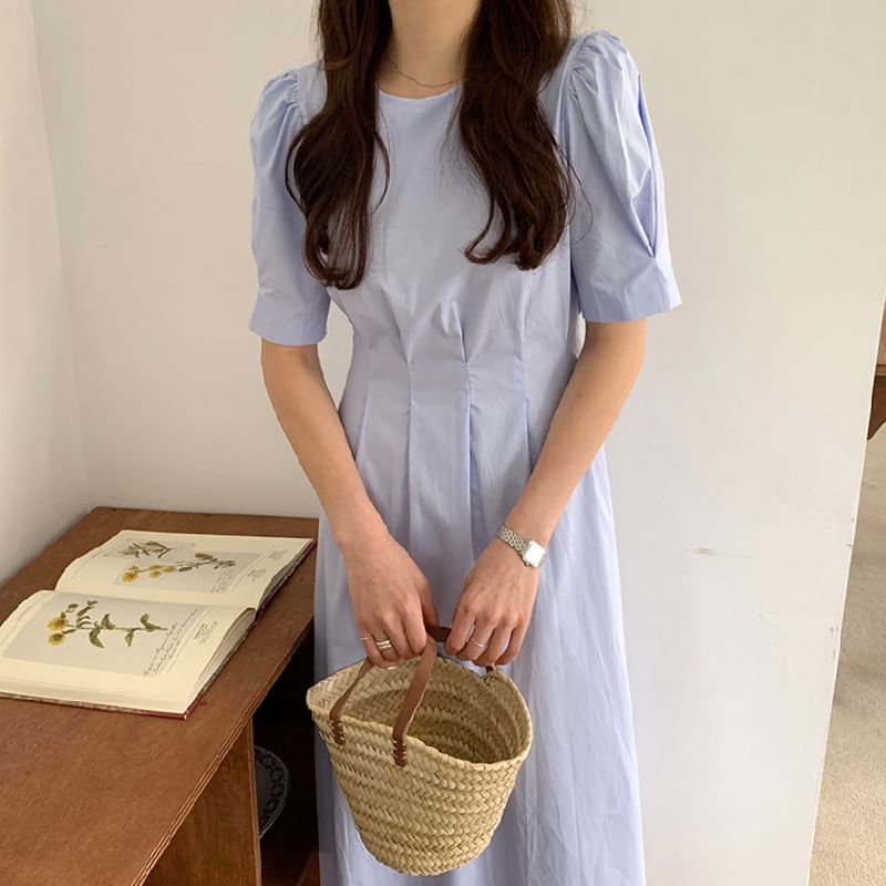 Coris - Effen maxi-zonnejurk met korte mouwen en ronde hals