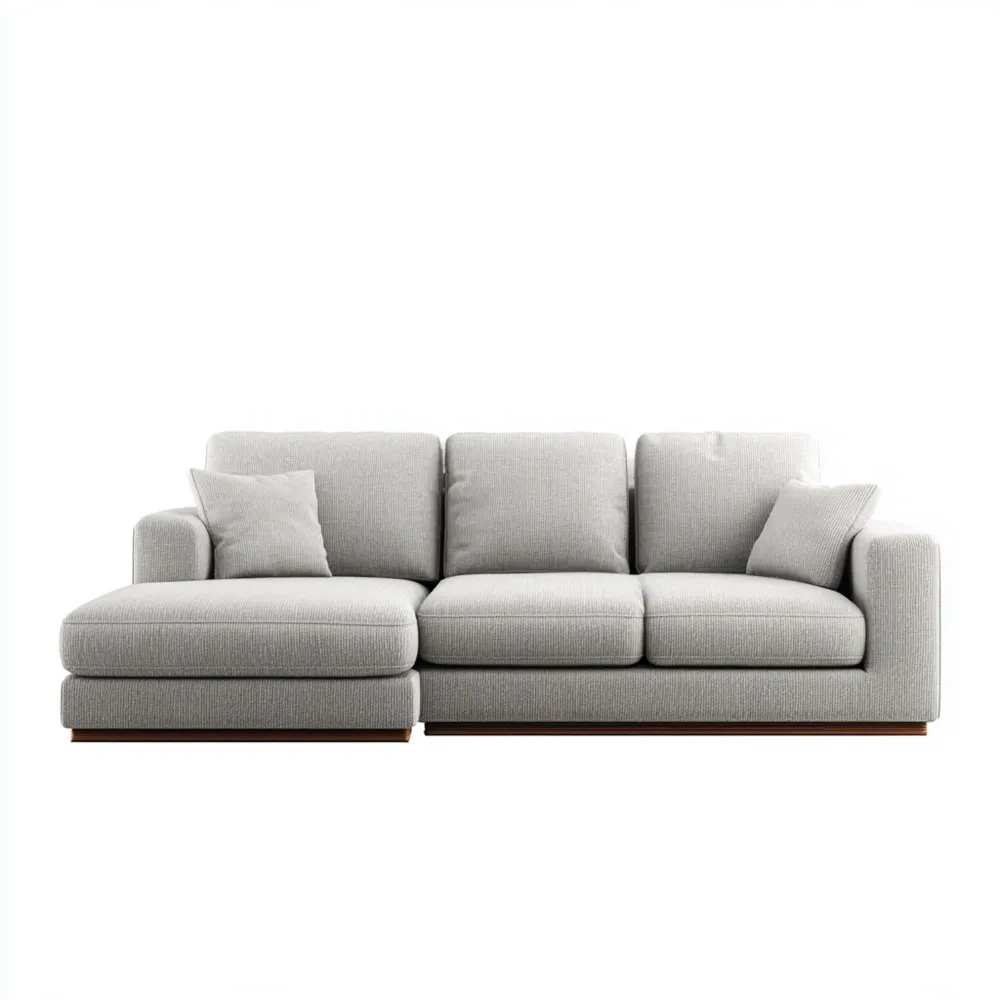 Ecksofa Stoff 280x100x85 cm – Hellgrau – Modernes Design