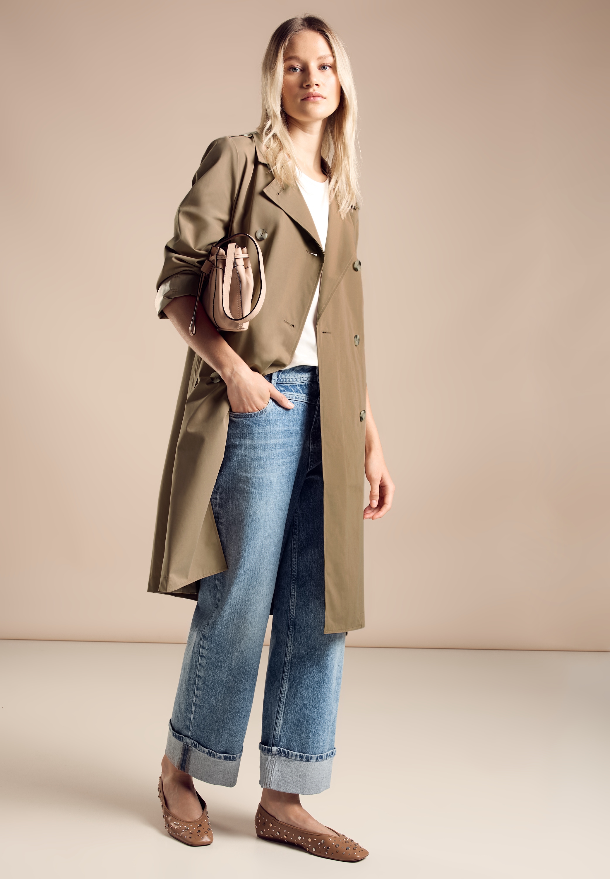 STREET ONE Outdoorjacke ohne Kapuze mit Gürtel zum Taillieren