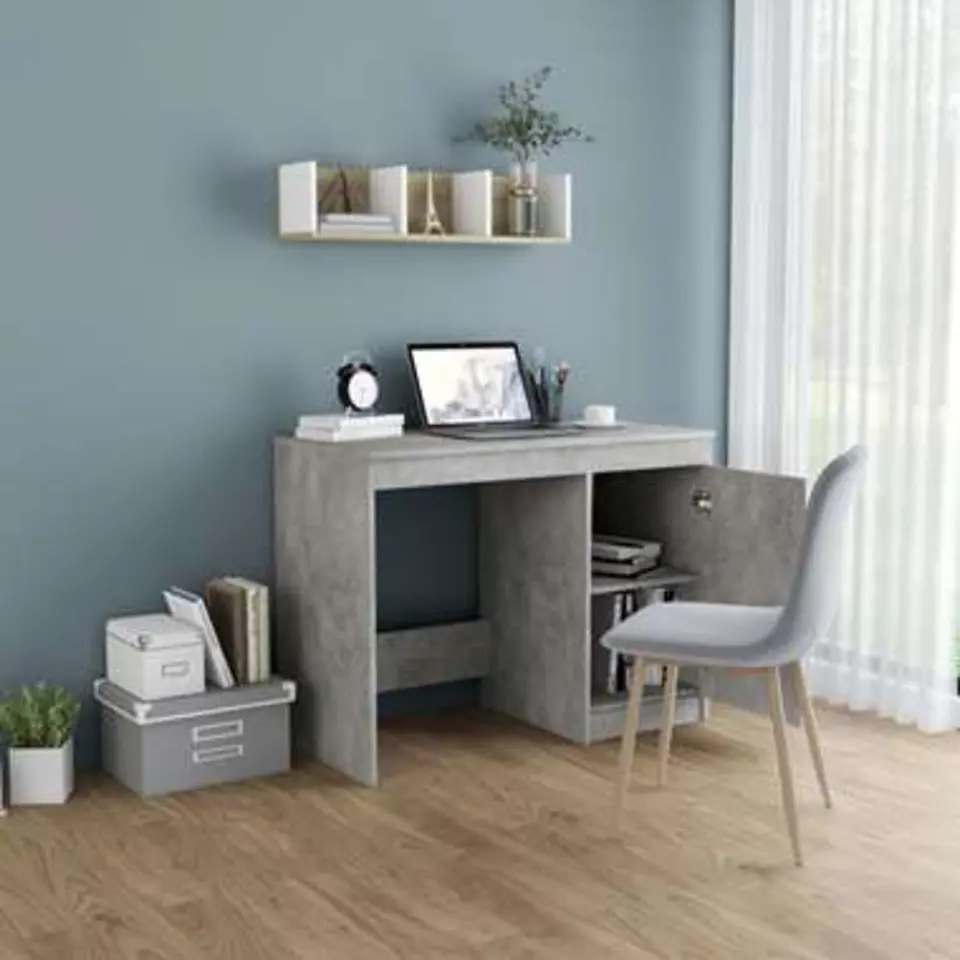 vidaXL - Bureau - Grijs - Bewerkt hout