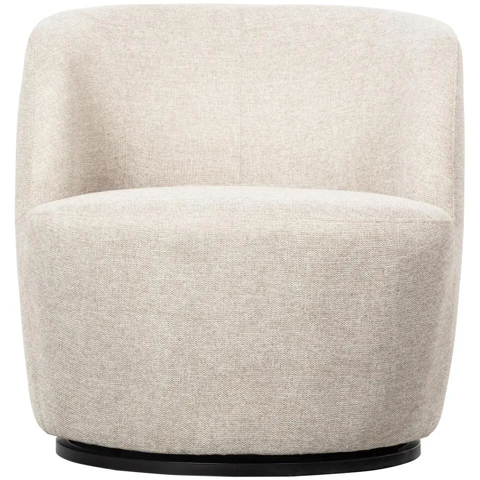 WOOOD Serra Draaifauteuil - Polyester - Off White - 68x70x77