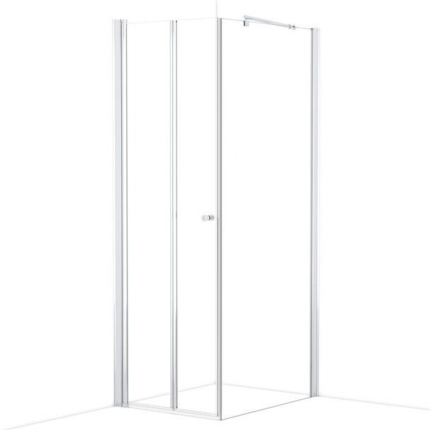 Zircon Comfort Douchecabine | 90x80 cm Chroom Helder glas Vouwdeur Rechthoek