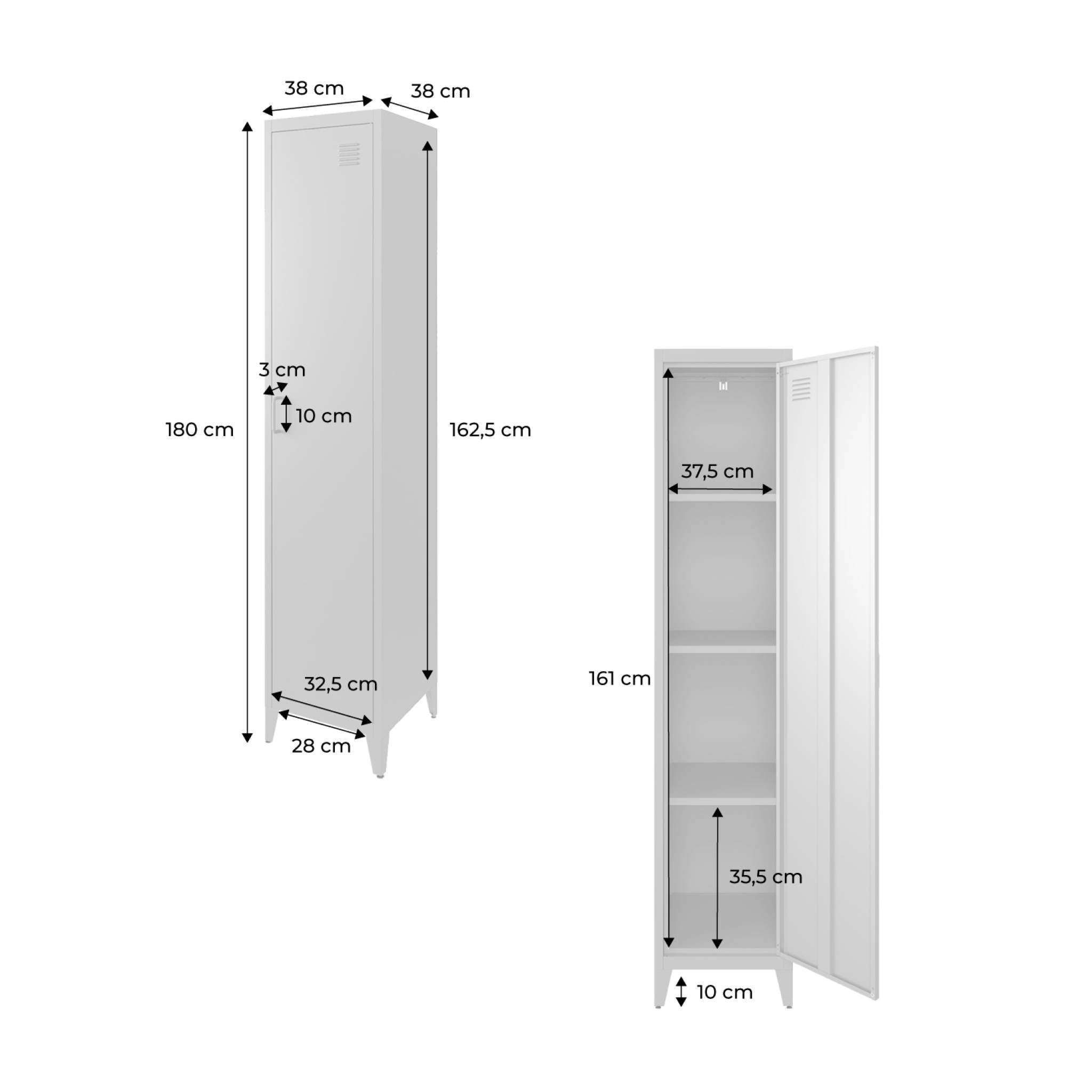 sweeek - IndustriÃ«le metalen kast 4 vakken 1 deur