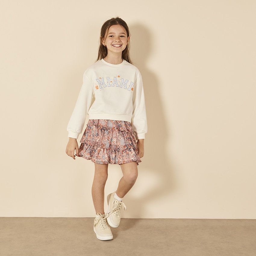 Jupe volantée imprimé cachemire avec lurex pour fille - Multicolore