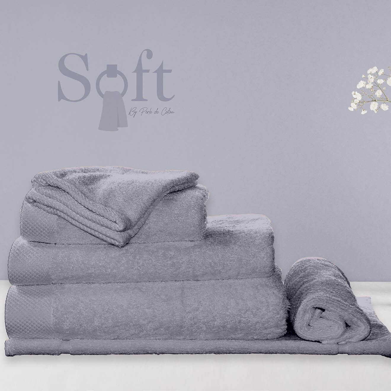 Soft by Perle de Coton Drap de douche gris perle - 70x140 cm