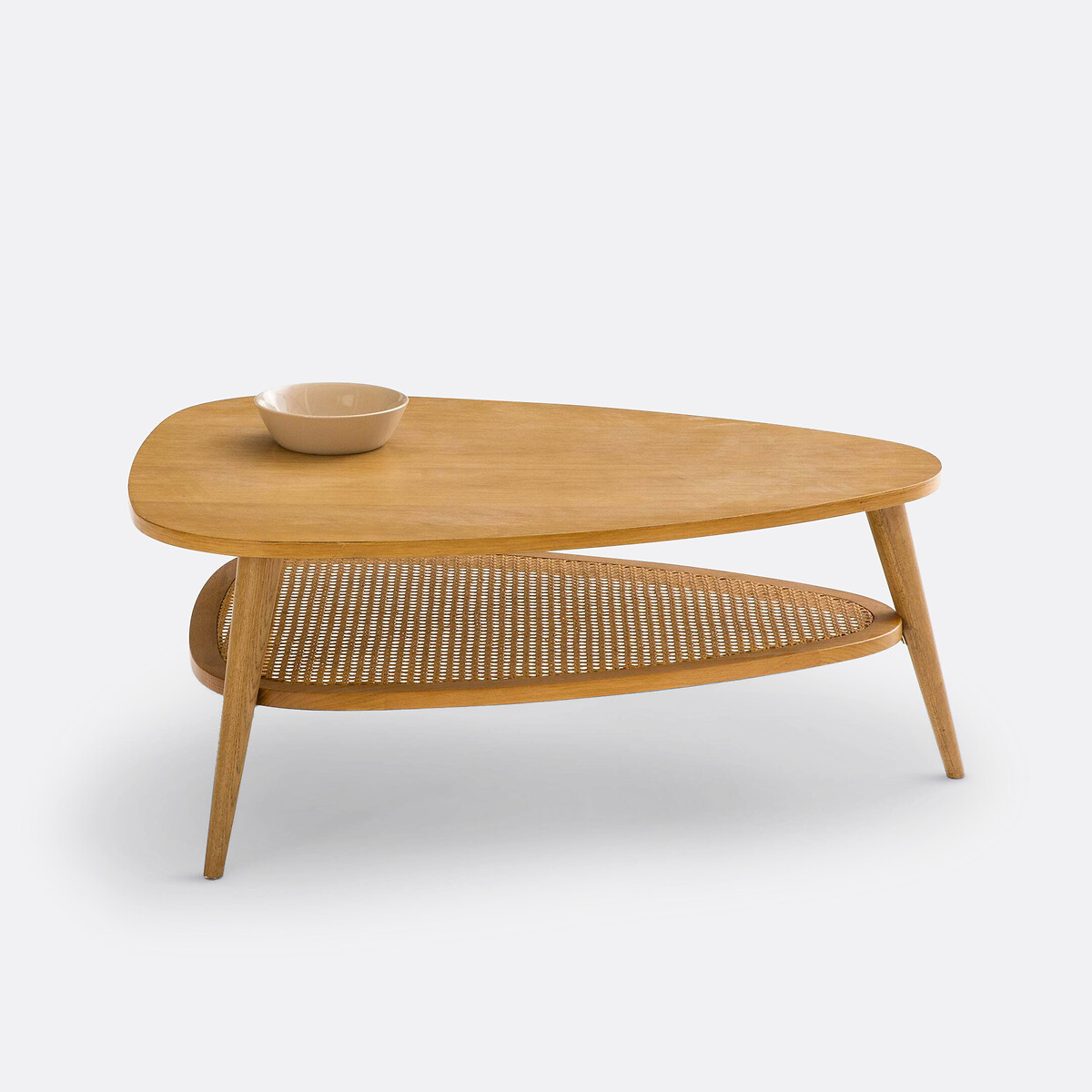 LA REDOUTE INTERIEURS<br>Mesa de centro vintage em carvalho e vime, Quilda