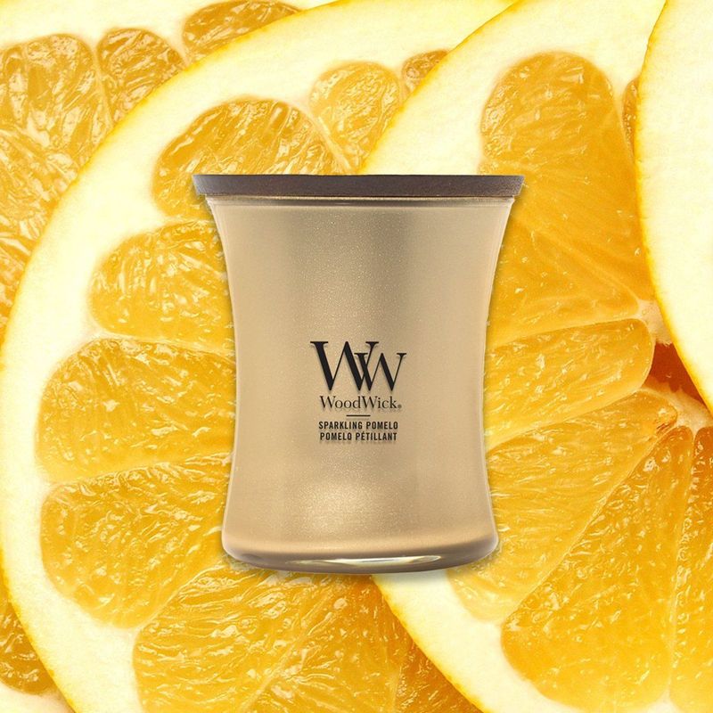 Woodwick - Hourglass Medium - Geurkaars - Goud - Sparkling Pomelo - 60 branduren