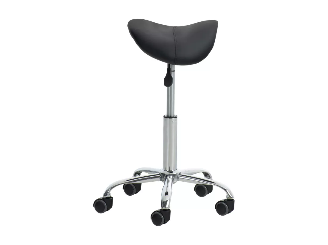 Lot de 2 Tabouret de bureau - Similicuir - Noir - Reno