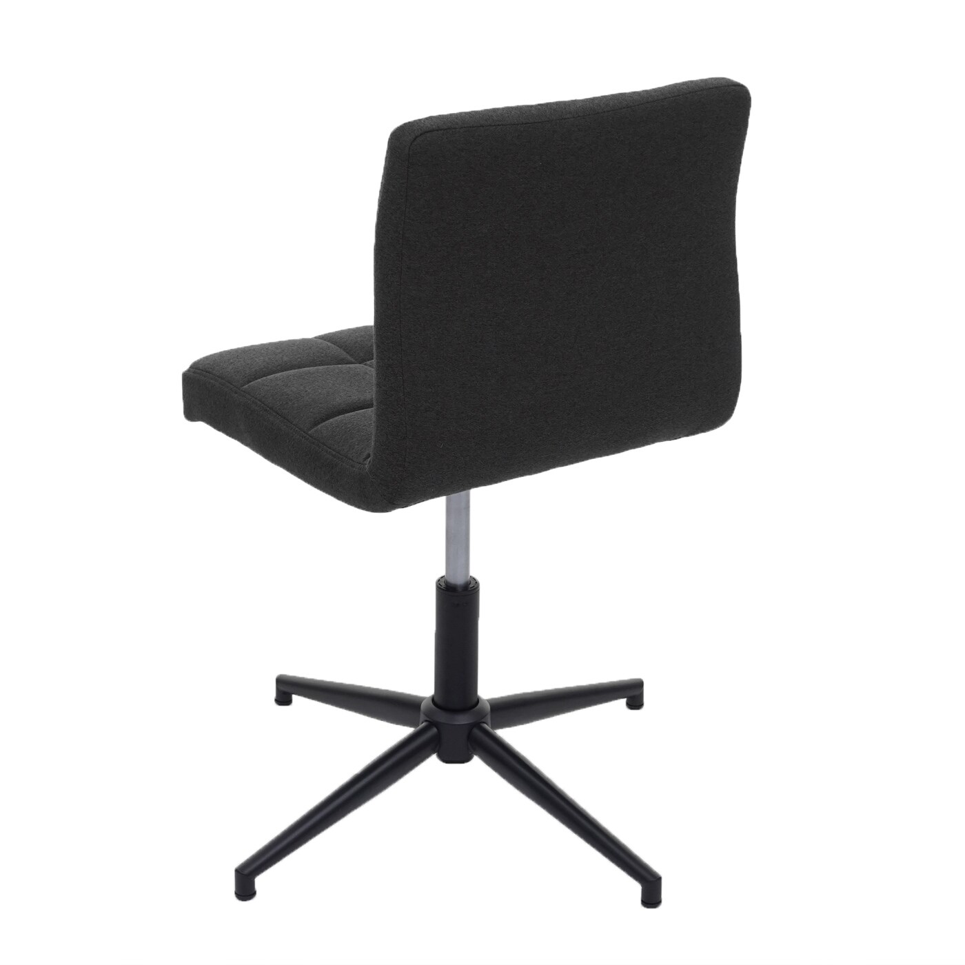 6er-Set Esszimmerstuhl Cadiz II, Küchenstuhl, höhenverstellbar Drehmechanismus ~ Stoff/Textil dunkelgrau, Fuß schwarz