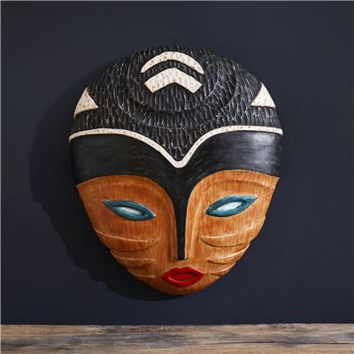Masque africain en résine effet bois