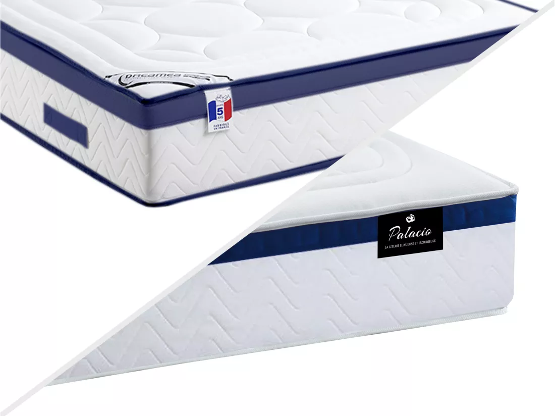Matelas 160 x 200 cm hybride ressorts ensachés 7 zones et mémoire de forme ép.30cm - MARQUIS de PALACIO