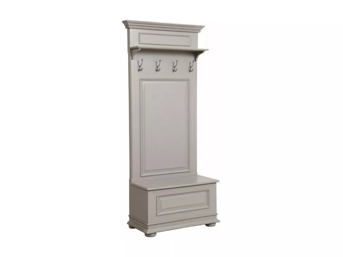 Meuble d'entrée avec banc coffre1 place et 4 patères MDF Blanc - Harmonie Interior's