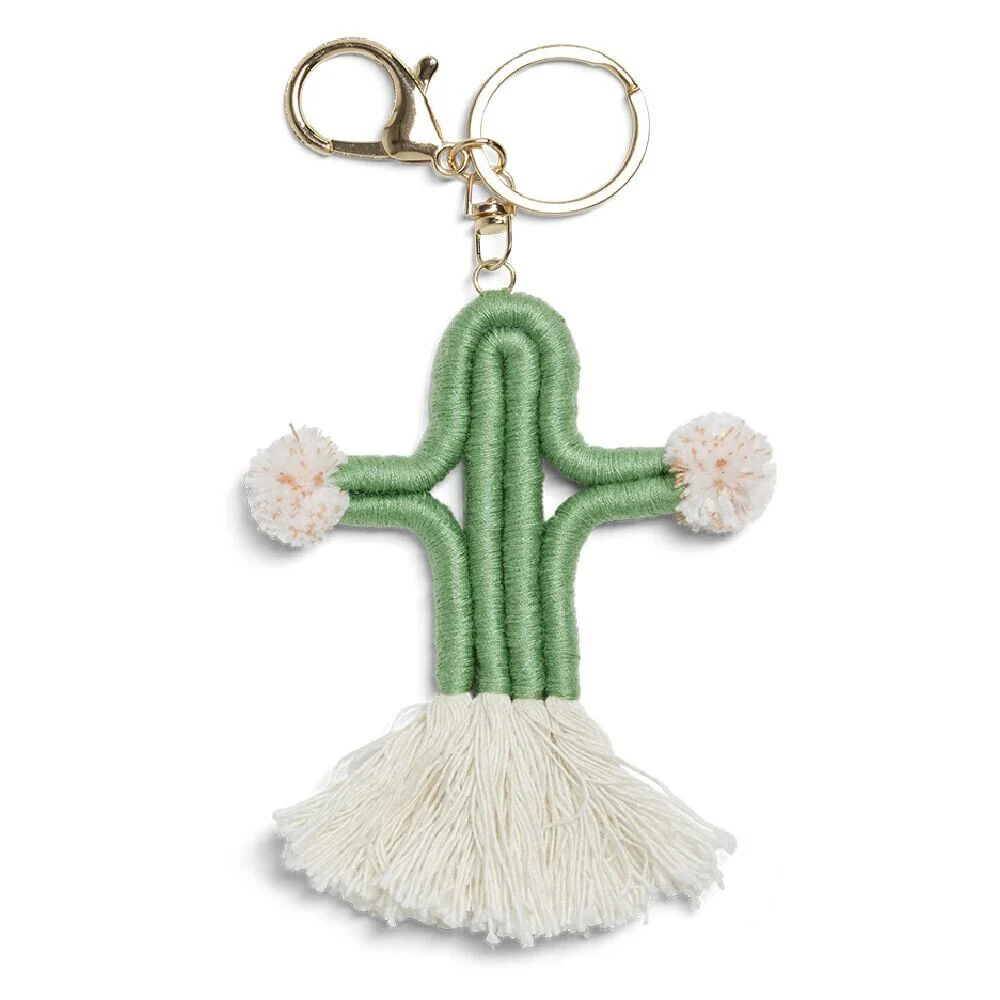 Porte clé tissé cactus ou arc-en-ciel