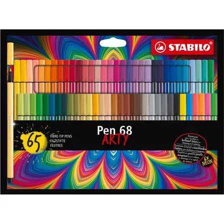 Premium-Filzstift - STABILO Pen 68 - ARTY - 65er Kartonetui - mit 65 verschiedenen Farben