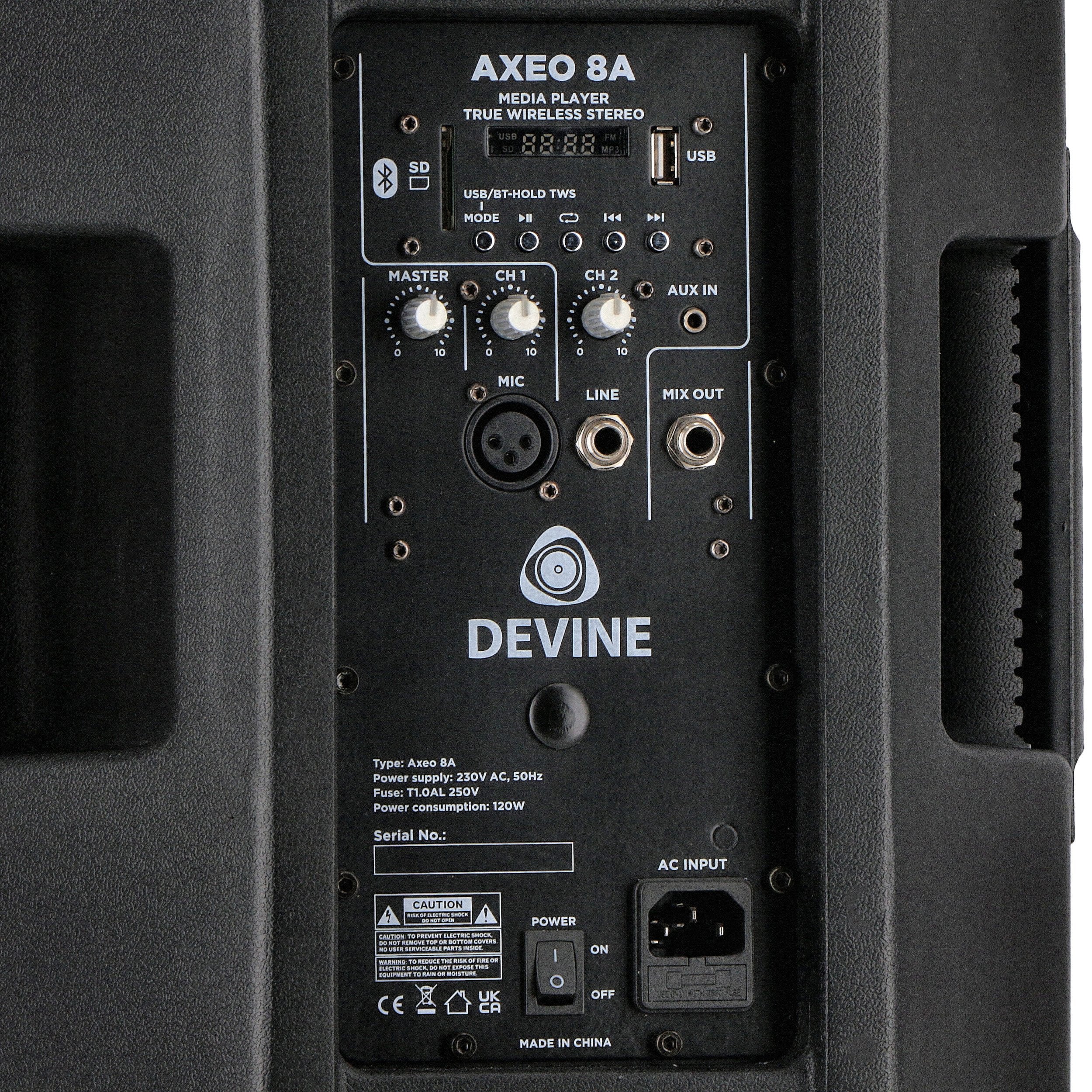 Devine Axeo 8A speakerset met statieven voor spraak & presentaties
