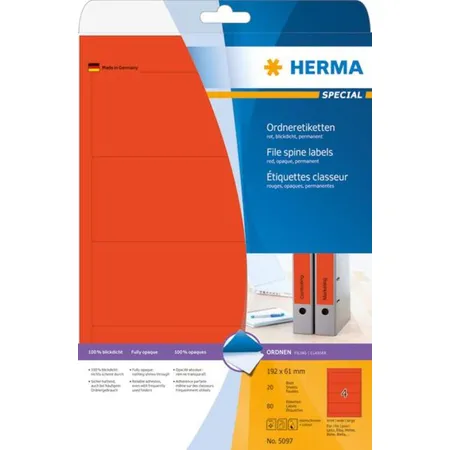 HERMA Ordneretiketten, rot, 192 x 61mm, 80 Stück