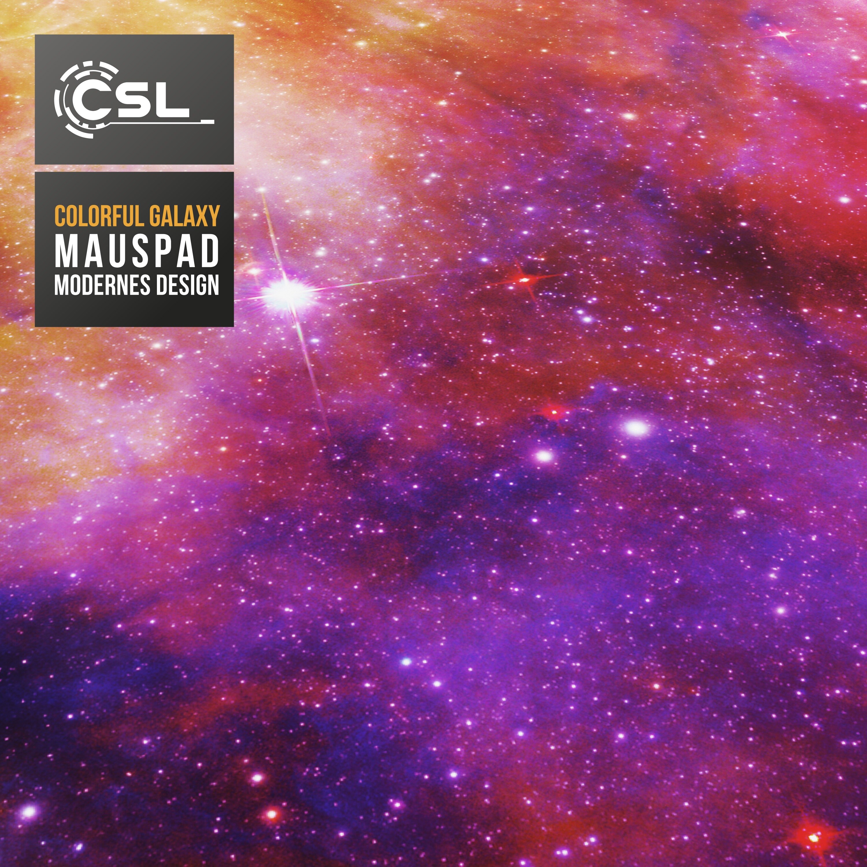 CSL Gaming Mauspad XXL Schreibtischunterlage 900 x 400mm, Präzision & Geschwindigkeit, Farbige Galaxie