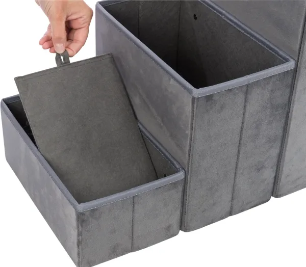 Trixie Harvey cave with steps, 119 × 47 × 50 cm, grey/white-black